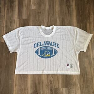 Vintage Boxy Cropped Mesh Practice Football Jersey Size XL Champion Delaware